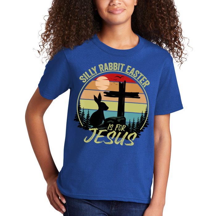 Silly Rabbit Easter Is For Jesus Retro Vintage Easter Day Kids T-Shirt
