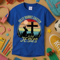 Silly Rabbit Easter Is For Jesus Retro Vintage Easter Day Kids T-Shirt