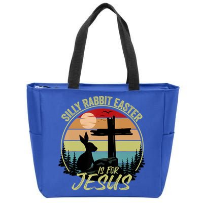 Silly Rabbit Easter Is For Jesus Retro Vintage Easter Day Zip Tote Bag