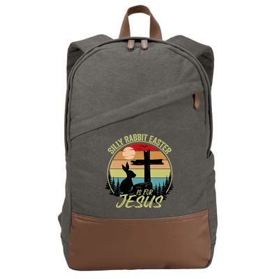 Silly Rabbit Easter Is For Jesus Retro Vintage Easter Day Cotton Canvas Backpack