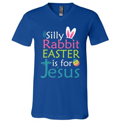 Silly Rabbit Easter Is For Jesus Christian Religious Raglan Cute Gift V-Neck T-Shirt