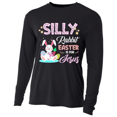 Silly Rabbit Easter Is For Jesus Christians Bunny Eggs Meaningful Gift Cooling Performance Long Sleeve Crew