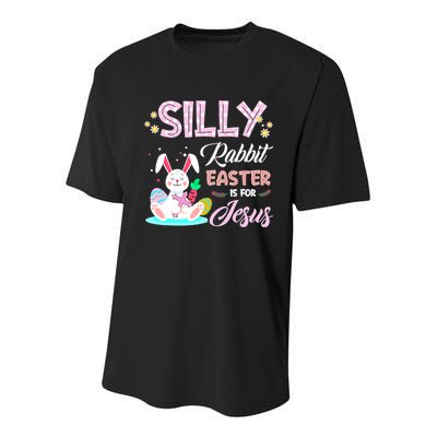 Silly Rabbit Easter Is For Jesus Christians Bunny Eggs Meaningful Gift Youth Performance Sprint T-Shirt