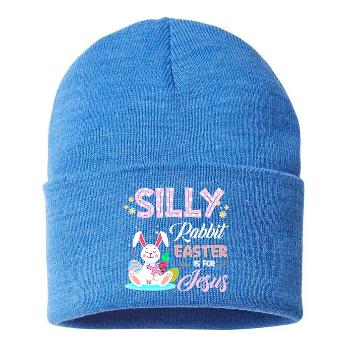 Silly Rabbit Easter Is For Jesus Christians Bunny Eggs Meaningful Gift Sustainable Knit Beanie