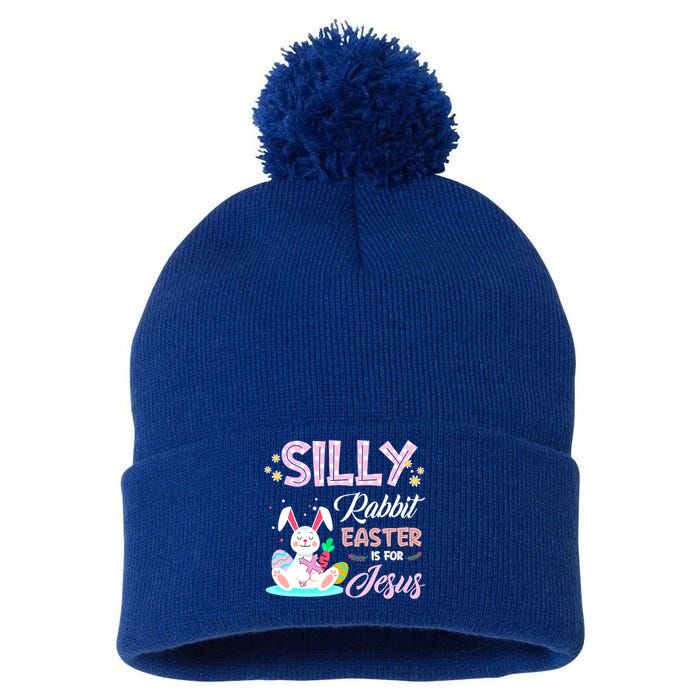 Silly Rabbit Easter Is For Jesus Christians Bunny Eggs Meaningful Gift Pom Pom 12in Knit Beanie
