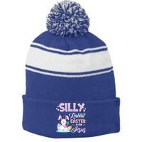 Silly Rabbit Easter Is For Jesus Christians Bunny Eggs Meaningful Gift Stripe Pom Pom Beanie