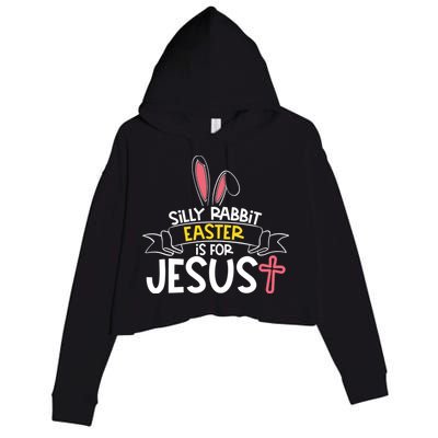 Silly Rabbit Easter Is For Jesus Cross Crop Fleece Hoodie