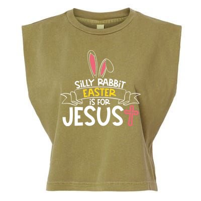 Silly Rabbit Easter Is For Jesus Cross Garment-Dyed Women's Muscle Tee