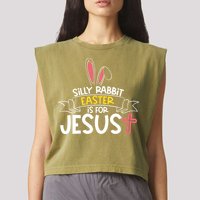 Silly Rabbit Easter Is For Jesus Cross Garment-Dyed Women's Muscle Tee