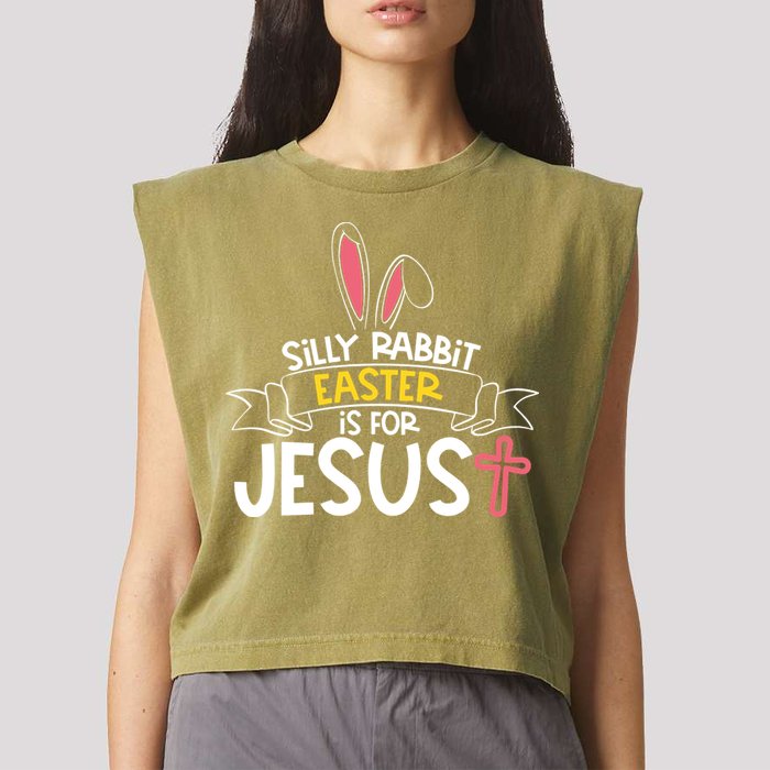 Silly Rabbit Easter Is For Jesus Cross Garment-Dyed Women's Muscle Tee