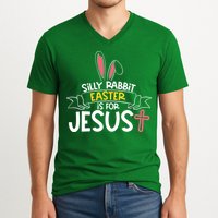 Silly Rabbit Easter Is For Jesus Cross V-Neck T-Shirt