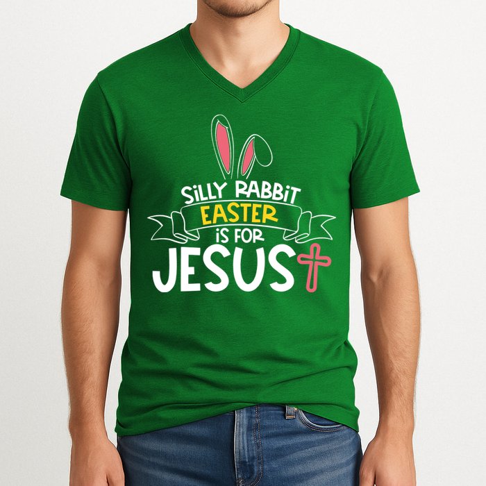 Silly Rabbit Easter Is For Jesus Cross V-Neck T-Shirt