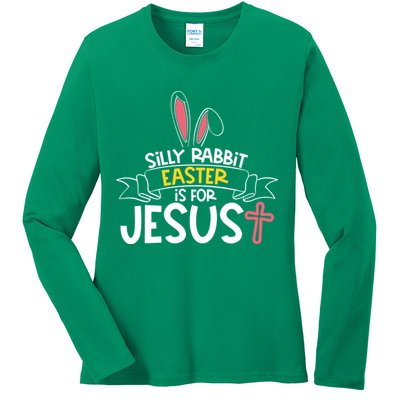 Silly Rabbit Easter Is For Jesus Cross Ladies Long Sleeve Shirt