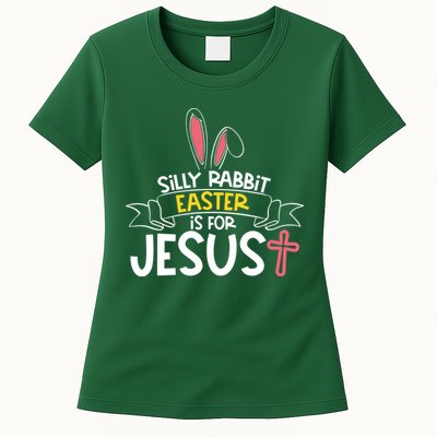 Silly Rabbit Easter Is For Jesus Cross Womens T-Shirt