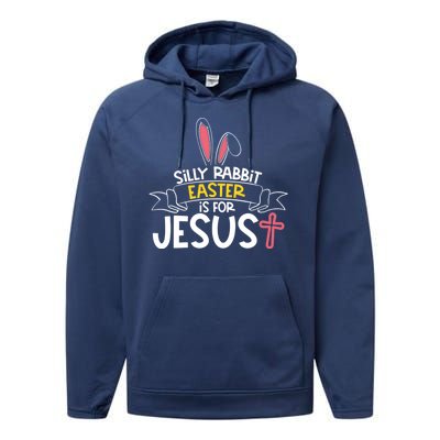 Silly Rabbit Easter Is For Jesus Cross Performance Fleece Hoodie