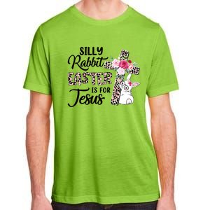 Silly Rabbit Easter Is For Jesus Easter Day Leopard Cross Funny Gift Adult ChromaSoft Performance T-Shirt