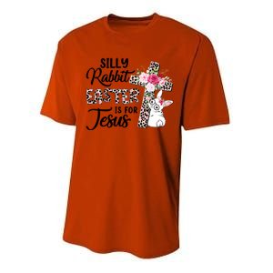 Silly Rabbit Easter Is For Jesus Easter Day Leopard Cross Funny Gift Performance Sprint T-Shirt