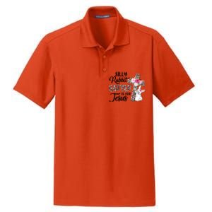 Silly Rabbit Easter Is For Jesus Easter Day Leopard Cross Funny Gift Dry Zone Grid Polo