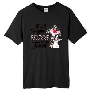 Silly Rabbit Easter Is For Jesus Easter Day Leopard Cross Funny Gift Tall Fusion ChromaSoft Performance T-Shirt