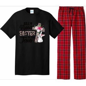 Silly Rabbit Easter Is For Jesus Easter Day Leopard Cross Funny Gift Pajama Set