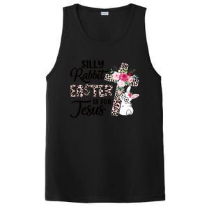 Silly Rabbit Easter Is For Jesus Easter Day Leopard Cross Funny Gift PosiCharge Competitor Tank