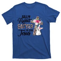 Silly Rabbit Easter Is For Jesus Easter Day Leopard Cross Funny Gift T-Shirt