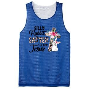 Silly Rabbit Easter Is For Jesus Easter Day Leopard Cross Funny Gift Mesh Reversible Basketball Jersey Tank