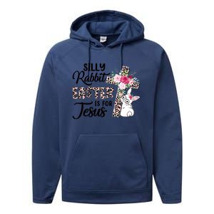 Silly Rabbit Easter Is For Jesus Easter Day Leopard Cross Funny Gift Performance Fleece Hoodie