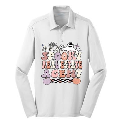 Spooky Real Estate Agent Halloween Silk Touch Performance Long Sleeve Polo