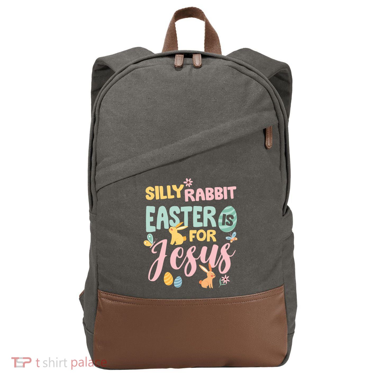 Silly Rabbit Easter Is For Jesus Easter Gift Cotton Canvas Backpack