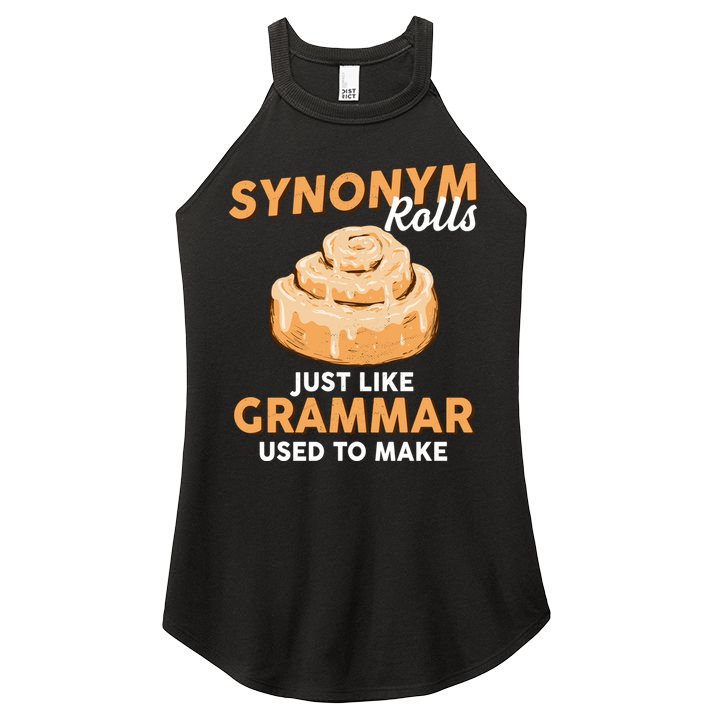 Synonym Rolls English Teacher Student Grammar Pun Learner Meaningful Gift Women's Perfect Tri Rocker Tank