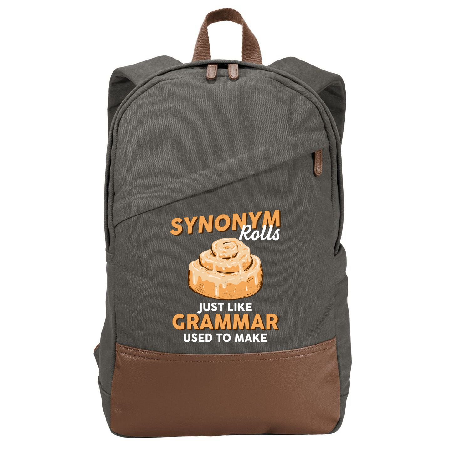 Synonym Rolls English Teacher Student Grammar Pun Learner Meaningful Gift Cotton Canvas Backpack