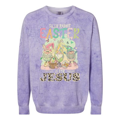 Silly Rabbit Easter Is For Jesus Gnomes Gift Colorblast Crewneck Sweatshirt