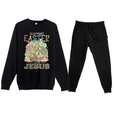 Silly Rabbit Easter Is For Jesus Gnomes Gift Premium Crewneck Sweatsuit Set