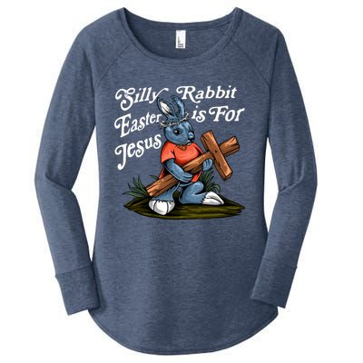 Silly Rabbit Easter Is For Jesus Inspirational Funny Easter Gift Women's Perfect Tri Tunic Long Sleeve Shirt