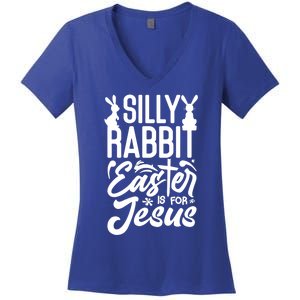 Silly Rabbit Easter Is For Jesus Proud Christian Easter Day Great Gift Women's V-Neck T-Shirt