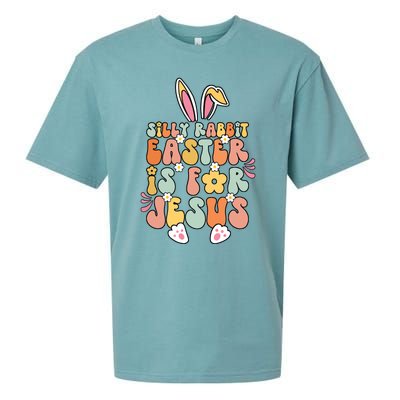 Silly Rabbit Easter Is For Jesus Christian Religious Groovy Sueded Cloud Jersey T-Shirt