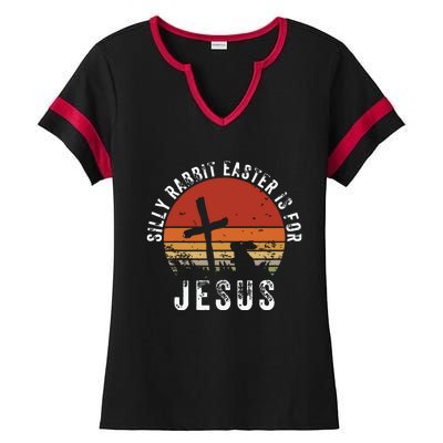 Silly Rabbit Easter Is For Jesus Christian Religious Vintage Ladies Halftime Notch Neck Tee