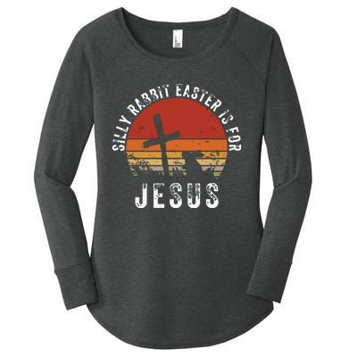 Silly Rabbit Easter Is For Jesus Christian Religious Vintage Women's Perfect Tri Tunic Long Sleeve Shirt