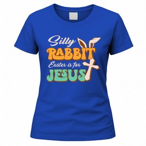 Silly Rabbit Easter Is For Jesus Retro Groovy Christian Gift Women's T-Shirt