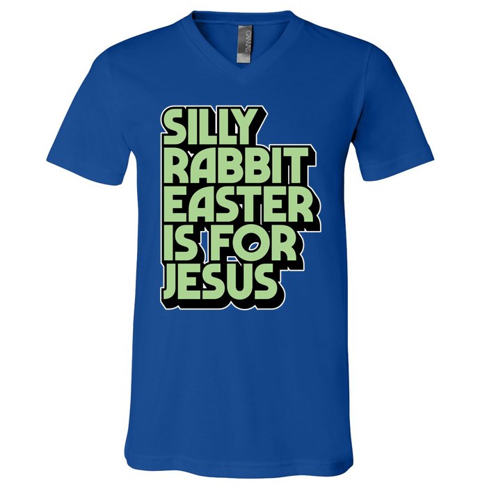 Silly Rabbit Easter Is For Jesus Retro Vintage Christian Gift V-Neck T-Shirt