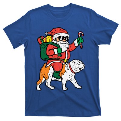 Santa Riding English Bulldog Christmas Pjs Xmas Pajamas Great Gift T-Shirt