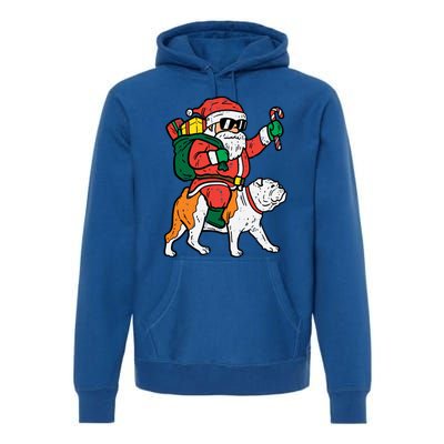 Santa Riding English Bulldog Christmas Pjs Xmas Pajamas Great Gift Premium Hoodie