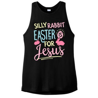 Silly Rabbit Easter Is For Jesus Boy Girl Funny Gifts Ladies PosiCharge Tri-Blend Wicking Tank