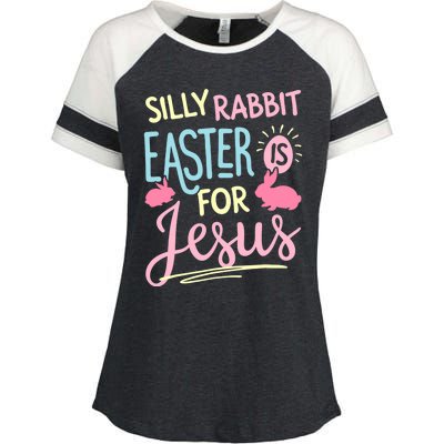 Silly Rabbit Easter Is For Jesus Boy Girl Funny Gifts Enza Ladies Jersey Colorblock Tee