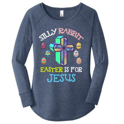 Silly Rabbit Easter Is For Jesus Tee Eggs Hunting Funny Gift Women's Perfect Tri Tunic Long Sleeve Shirt