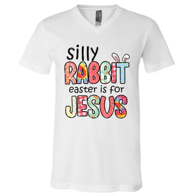 Silly Rabbit Easter For Jesus Religious V-Neck T-Shirt