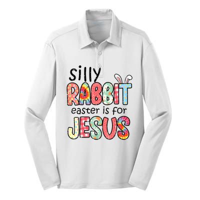 Silly Rabbit Easter For Jesus Religious Silk Touch Performance Long Sleeve Polo