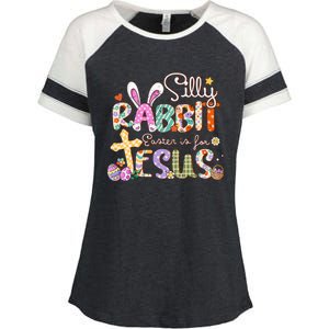 Silly Rabbit Easter Is For Jesus Enza Ladies Jersey Colorblock Tee