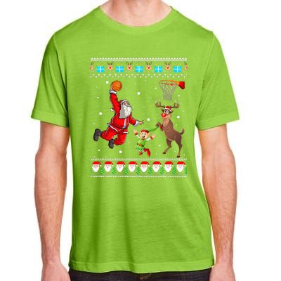 Santa Reinder Elf Are Playing Basketball Christmas Adult ChromaSoft Performance T-Shirt